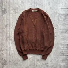 70s vintage ニット Vネック 日本製 古着 カジュアル y2k 秋冬のサムネイル
