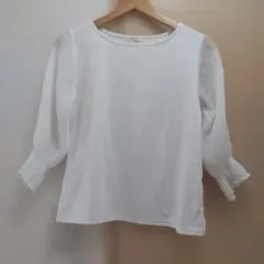 ハニーズ GLACIER ホワイト 七分袖 カットソー フリル袖シフォン美品
