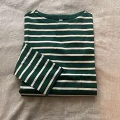 新品未使用　UNIQLO ボーダー 長袖 Tシャツ M グリーン