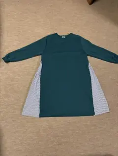 チュニック 長袖 グリーン ストライプ