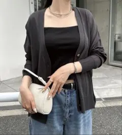 andme UVカット　接触冷感　ショート丈　シアーカーディガン　スミクロ Ｍのサムネイル