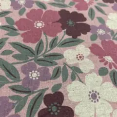 マンセルコレクション　広巾綿麻シーチング　ノルディックフラワー柄　ピンク