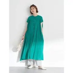 【最終値下げ】ギャザーワンピース グリーン