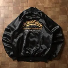 80s USA製　Studebaker's　サテン ナイロンスタジャン　ブラック