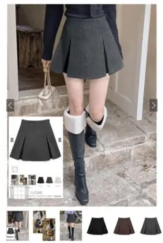 インパン裏地付ボックスプリーツフレアミニスカート [mei41]