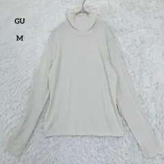 GU ジーユー ソフトリブタートルネックT 長袖 M 薄手 袖口スリット
