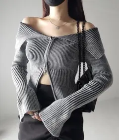 ダブルジップスリットオフィシャルリブニット