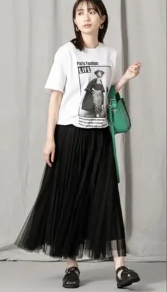 グレディブリリアン　ブラックチュールプリーツフレアスカート