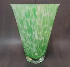 きつね様専用フラワーベース 花瓶 菱形　グリーンベース　ヴィンテージ　ビードロ