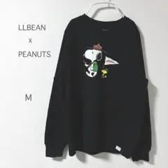 【LLビーン】トレーナー スヌーピーコラボ 黒 M 裏起毛 ピーナッツ 長袖