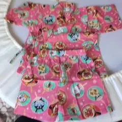 アンパンマン 甚平 90cm ピンク 帽子セット