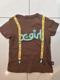 【X-girl 】サスペンダー風プリント Tシャツ ☆ブラウン☆5Tのサムネイル