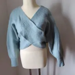 クロスデザインセーター フリーサイズ　ミントグリーン ブルー　アーバンリサーチ