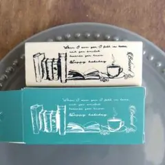 廃盤　スタンプ 　本　book　コーヒー　英文　コラージュ　ジャーナル