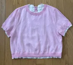 ZARA コントラストリネンブレンドトップス
