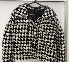 ジャケット ボタン留め　アウター　コート千鳥格子