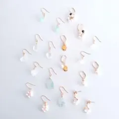 ハンドメイド天然石ピアス アソート まとめ売り(clearblue-white)