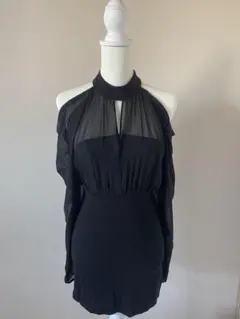 オフショルダーシースルードレス ブラック