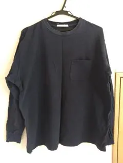 PLAIN PEOPLE ネイビー 長袖カットソー ポケット付き