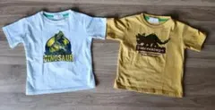 恐竜Tシャツ　110　 白・黄色（スパンコール）２枚セットのサムネイル