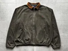 90s ポロラルフローレン　スイングトップ　襟コーデュロイ　カーキ　極上フェード