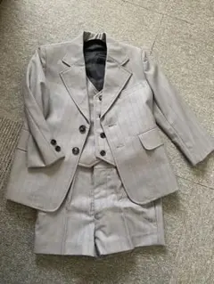 子供用グレー ストライプ フォーマルスーツ 3点セット