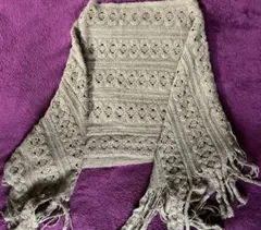 モスグリーン、レース編み ニットストール（ポンチョ）