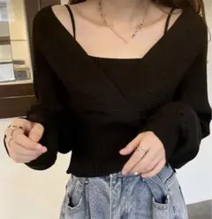 オフショルダー セーター 長袖 トップス ブラック 黒 F フリーサイズ