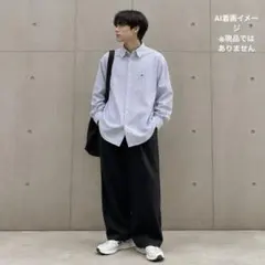 90s LACOSTE ストライプシャツ 刺繍ロゴ 長袖シャツ オールドラコステ