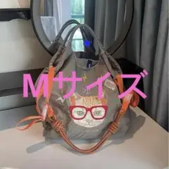 新品 エコバッグ 刺繍 ナイロン ストラップ付 猫柄　Mサイズ