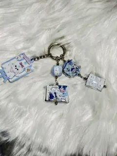 ハンドメイド じゃらじゃらキーホルダー ブルー 犬 わんちゃん