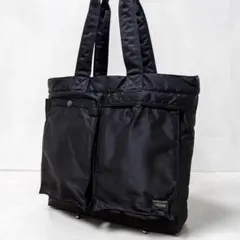 美品　ポーター　タンカー　トートバッグ　現行モデル　ブラック　肩掛け　大容量