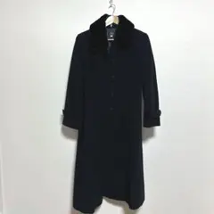 美品‼︎ PLATA ファー付きロングコート 羊毛×カシミヤ×アンゴラ ブラック
