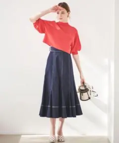 【値下げ】AND COUTURE サイドバックルデニムフレアスカート