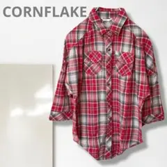 g3【コーンフレーク】チェックシャツ/美品 着回し 羽織り 赤 カジュアル 柔
