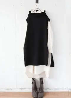 ノースリーブニット とシャツワンピース セット