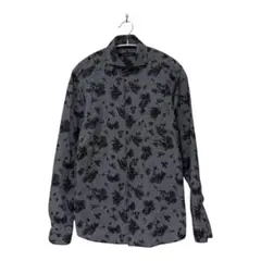 INTERMEZZO 花柄シャツ 長袖 千鳥格子 総柄 カジュアル メンズ M