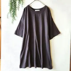 ダブルクローゼット『F』半袖 チュニックカットソー スリット入 チャコールグレーのサムネイル
