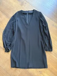 ZARA WOMAN ブラック Vネック 長袖ワンピース