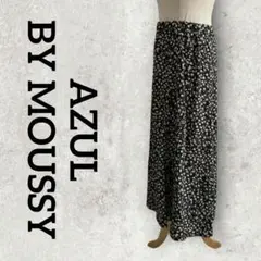 AZUL BY MOUSSY レオパード フレアロングスカート (S) ブラック