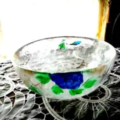 朝顔の絵の手作りガラスの鉢