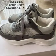 ✨新品未使用品✨BEAMS HEART厚底スニーカー✨希少Sサイズ異素材使い軽いのサムネイル