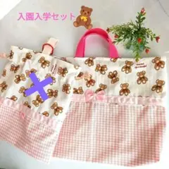 入園入学セット 絵本バッグテディベア柄 レッスンバッグ 絵本バック