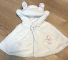 ベビー　ポンチョ フード付き うさぎ耳 ホワイト