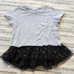 branshes 花柄フリル付き Tシャツ グレー 120cm