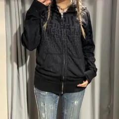 DIESEL英字総柄ジップパーカーy2kダークコアグランジ平成00s