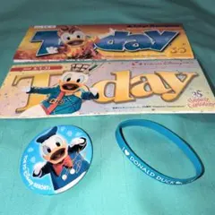 ディズニーランド　ドナルド　共通缶バッジ　ラバーバンド　Today