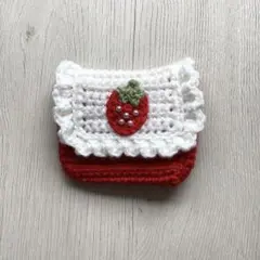 ハンドメイド 編み物 いちご 小物入れ ポーチ ビーズ ㊹