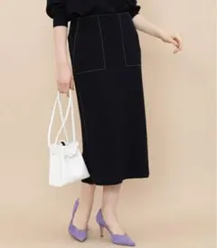 ニットジョーゼットボンディングロングスカート ADAM ET ROPE'