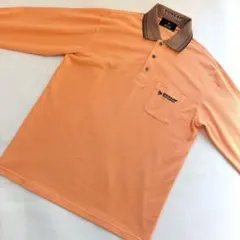 【L】ダンロップ 長袖ポロシャツ トップス オレンジ 襟付き ゴルフウェア